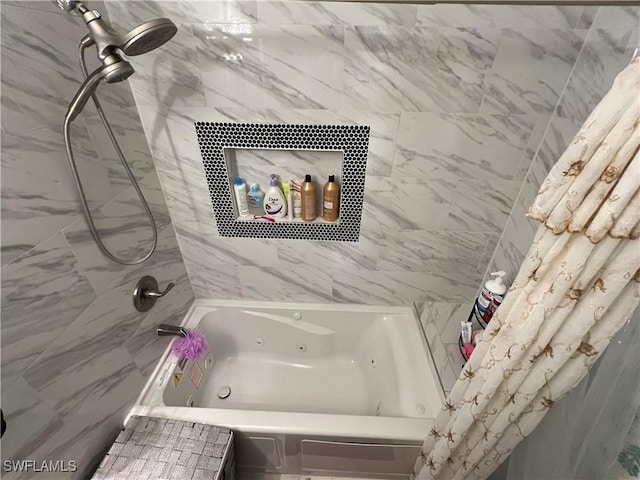 full bathroom featuring a combined bath / shower with jetted tub