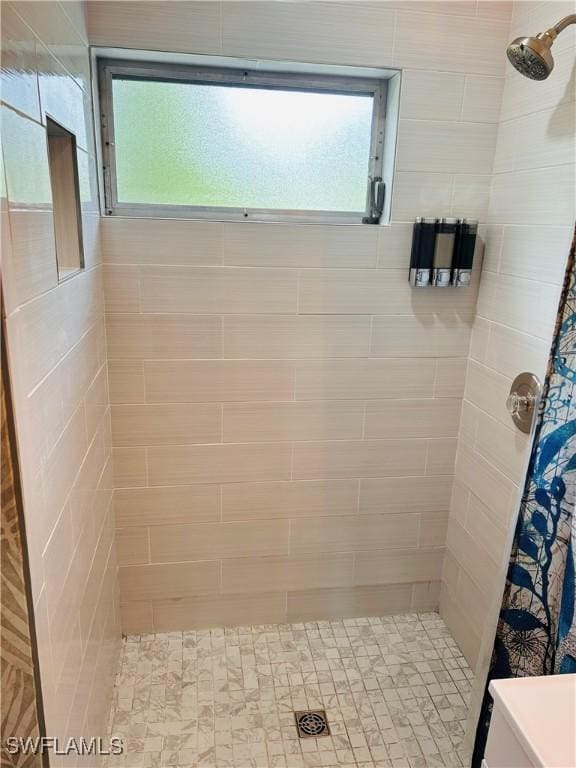 full bathroom featuring a stall shower and plenty of natural light
