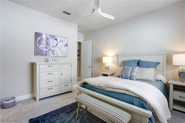 11607 Periwinkle Dr, Naples, FL 34120 - bedroom featuring ceiling fan, carpet, baseboards, and visible vents
