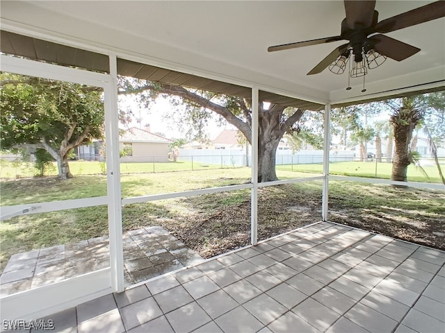 316 SE Santa Barbara Pl, Cape Coral, FL 33990 - unfurnished sunroom with a ceiling fan