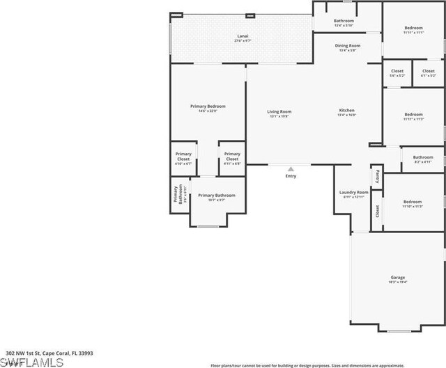 302 NW 1st St, Cape Coral, FL 33993 - floor plan / room layout
