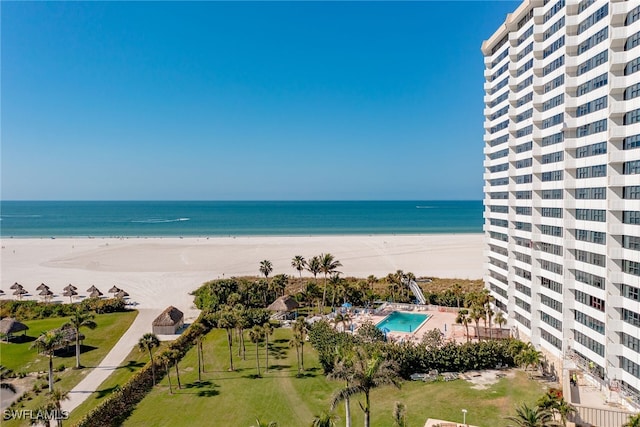 water view with a view of the beach