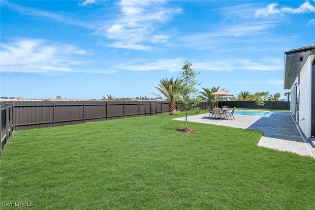 1041 Embers Pkwy W, Cape Coral, FL 33993 - view of yard with a fenced backyard, a patio, and a fenced in pool