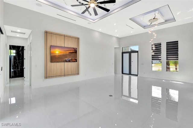 1041 Embers Pkwy W, Cape Coral, FL 33993 - spare room featuring ceiling fan, visible vents, recessed lighting, and a raised ceiling