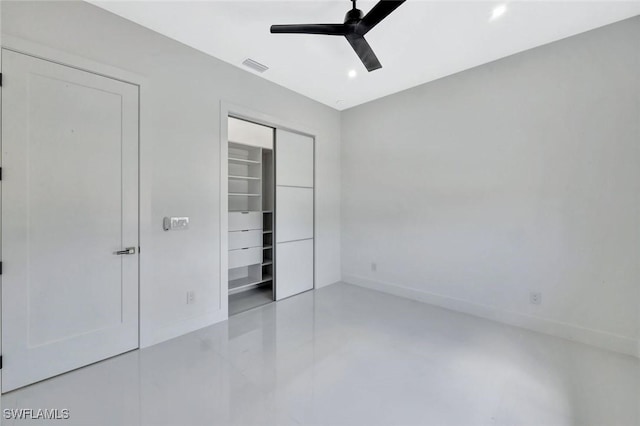 1041 Embers Pkwy W, Cape Coral, FL 33993 - unfurnished bedroom with recessed lighting, baseboards, ceiling fan, visible vents, and a closet