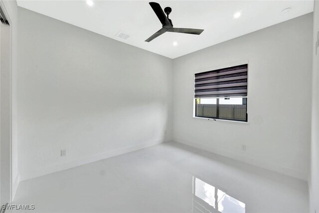 1041 Embers Pkwy W, Cape Coral, FL 33993 - empty room featuring finished concrete flooring, recessed lighting, baseboards, ceiling fan, and visible vents