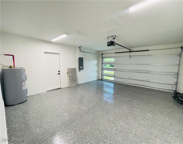 856 Jaguar Blvd, Lehigh Acres, FL 33974 - garage featuring water heater, a garage door opener, and electric panel