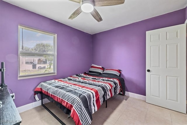48 Victoria Dr, North Fort Myers, FL 33917 - tiled bedroom with baseboards and a ceiling fan