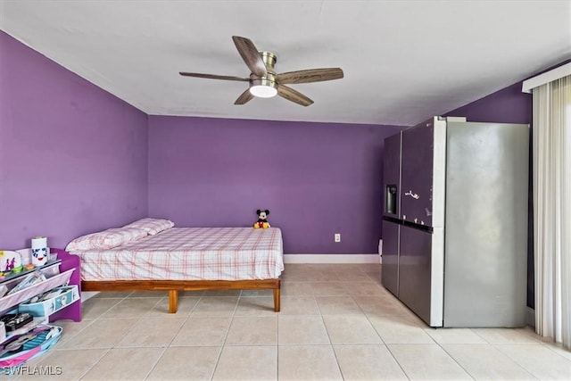 48 Victoria Dr, North Fort Myers, FL 33917 - bedroom with baseboards, ceiling fan, and light tile patterned floors