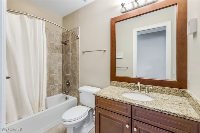 9337 Campanile Cir, Naples, FL 34114 - bathroom featuring toilet, vanity, and shower / bath combo with shower curtain