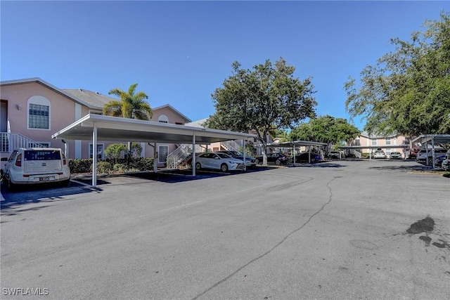 view of covered parking lot