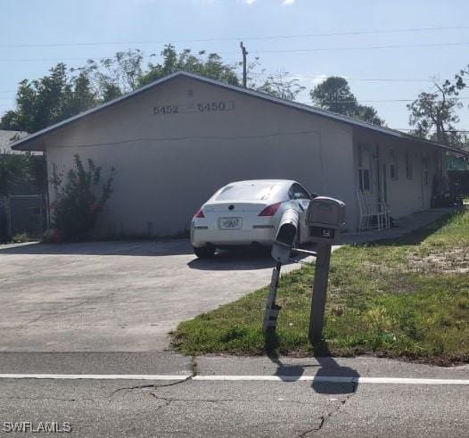 exterior space featuring a garage