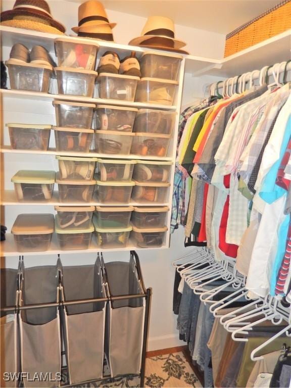 spacious closet featuring wood finished floors