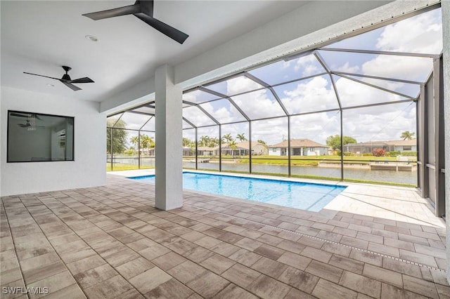 309 SW 15th Ter, Cape Coral, FL 33991 - pool featuring glass enclosure, ceiling fan, and a patio area