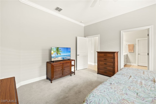 1408 Lucena Ln S, Naples, FL 34113 - bedroom with carpet, visible vents, baseboards, and ornamental molding