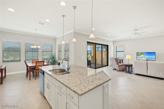 1408 Lucena Ln S, Naples, FL 34113 - kitchen featuring dishwasher, a sink, visible vents, and light tile patterned floors