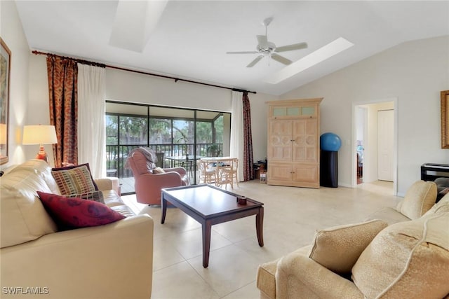 3207 Horse Carriage Way Unit 406, Naples, FL 34105 - living room with lofted ceiling and a ceiling fan