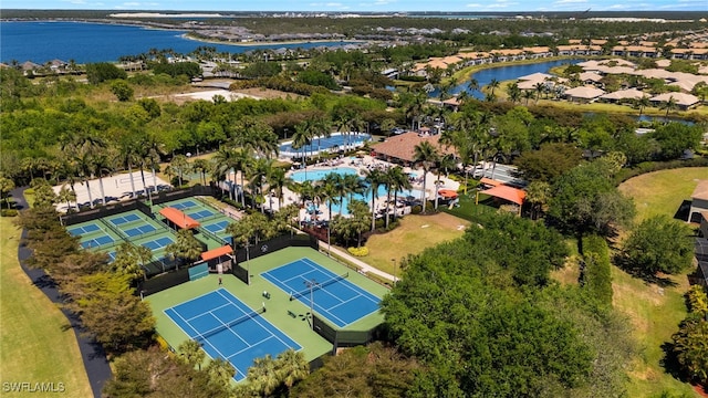 bird's eye view featuring a water view