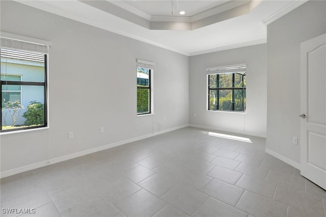 2967 Amblewind Dr, Fort Myers, FL 33905 - unfurnished room featuring crown molding, light tile patterned flooring, a raised ceiling, baseboards, and recessed lighting