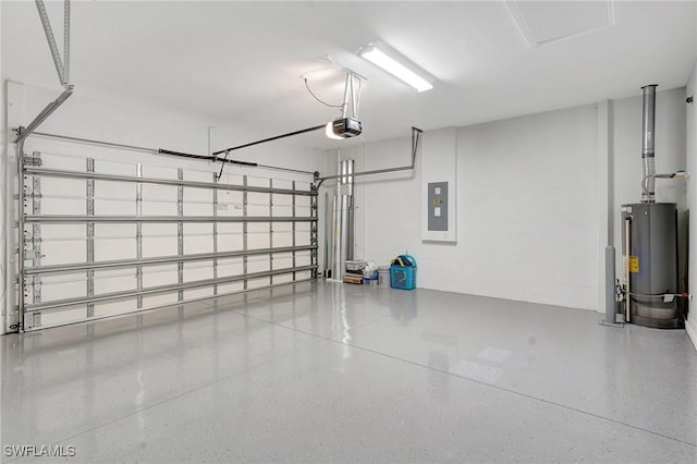 2967 Amblewind Dr, Fort Myers, FL 33905 - garage with gas water heater, a garage door opener, and electric panel