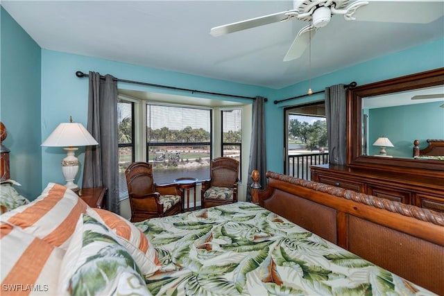 12090 Kelly Greens Blvd Unit 119, Fort Myers, FL 33908 - bedroom with access to outside and a ceiling fan