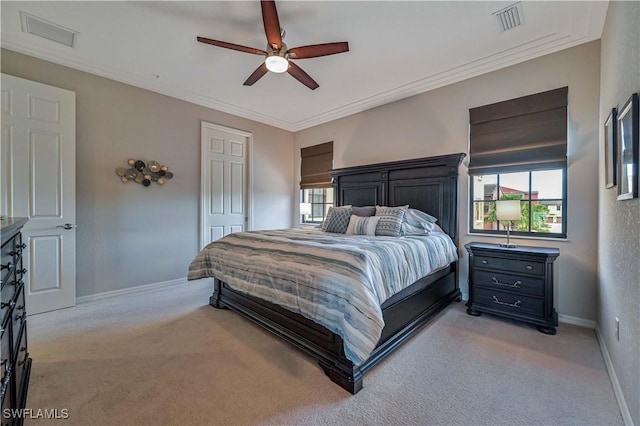 11296 Paseo Grande Blvd Unit 5806, Fort Myers, FL 33912 - bedroom with light carpet, visible vents, baseboards, and crown molding
