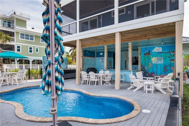 4620 Oro Pesos Ln, Upper Captiva, FL 33924 - view of pool with outdoor dining space and a patio area