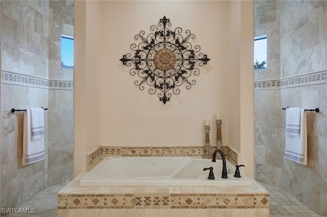 bathroom featuring a garden tub