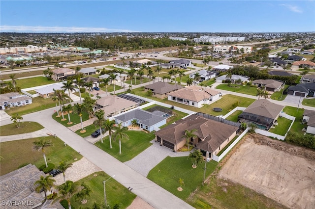 aerial view with a residential view