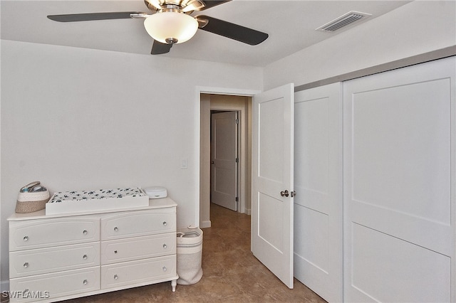 8150 Cleaves Rd, North Fort Myers, FL 33903 - bedroom with visible vents, ceiling fan, and a closet