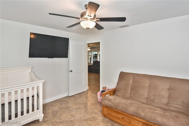 8150 Cleaves Rd, North Fort Myers, FL 33903 - interior space with baseboards, a ceiling fan, and visible vents