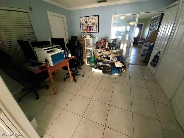 office featuring tile patterned flooring and visible vents