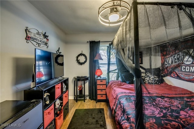 bedroom with light wood-style flooring