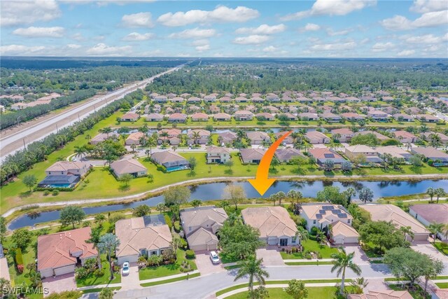 2042 Mandarin Ln, Naples, FL 34120 - aerial overview of property's location featuring nearby suburban area and a large body of water