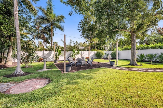 view of yard with a fenced backyard
