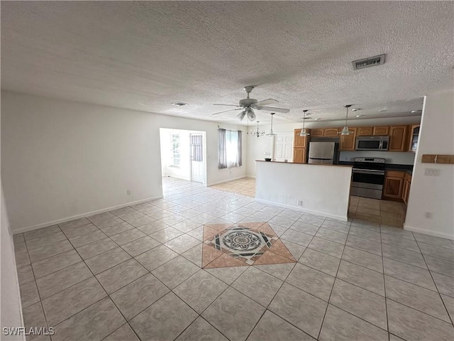 25 Estate Dr, North Fort Myers, FL 33917 - unfurnished living room with light tile patterned flooring, ceiling fan, baseboards, and visible vents