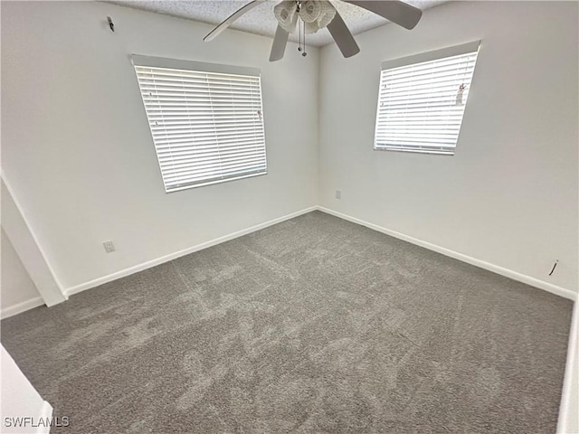 25 Estate Dr, North Fort Myers, FL 33917 - carpeted empty room with baseboards, a ceiling fan, and a textured ceiling