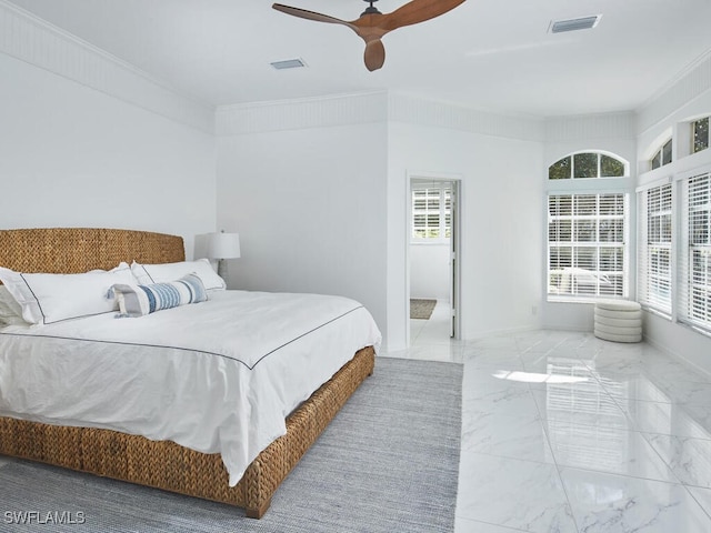 114 Amblewood Ln Unit 9-903, Naples, FL 34105 - bedroom with marble finish flooring, multiple windows, and ceiling fan