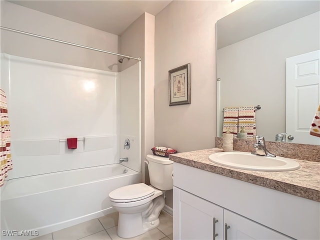 24692 Rio Villa Lakes Cir, Punta Gorda, FL 33950 - bathroom with toilet, shower / tub combination, tile patterned flooring, and vanity