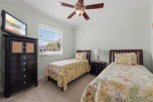 3536 Cherry Blossom Ct Unit 201, Estero, FL 33928 - carpeted bedroom with ornamental molding and a ceiling fan
