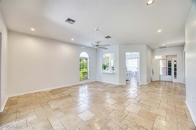 5482 Peppertree Dr, Fort Myers, FL 33908 - empty room with baseboards, visible vents, and recessed lighting