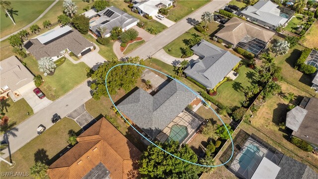 aerial view with a residential view