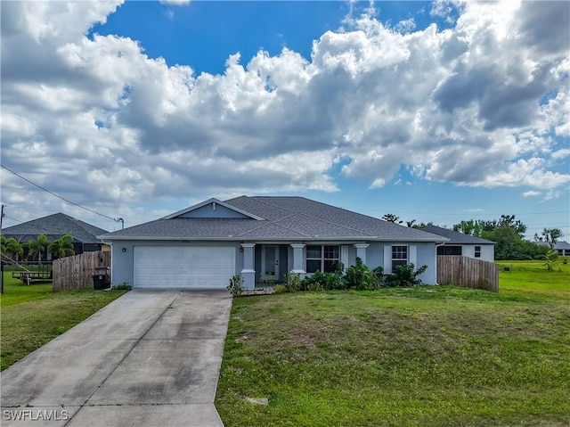 2732 NW 3rd Ter, Cape Coral, FL 33993 - ranch-style house with an attached garage, driveway, stucco siding, and fence