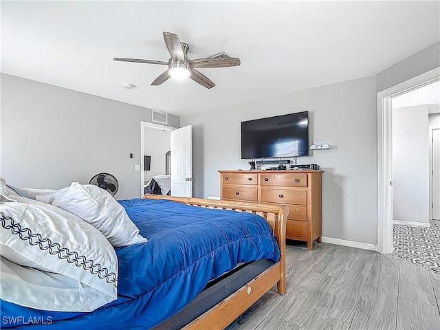 2732 NW 3rd Ter, Cape Coral, FL 33993 - bedroom featuring visible vents, baseboards, and ceiling fan