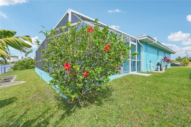 exterior space with glass enclosure