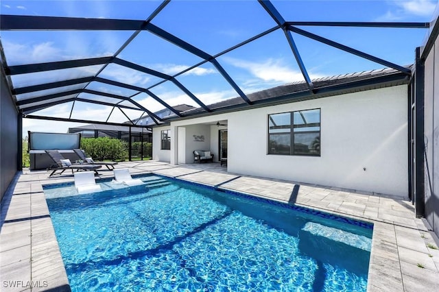11477 Canopy Loop, Fort Myers, FL 33913 - swimming pool with a patio area, a ceiling fan, and a lanai