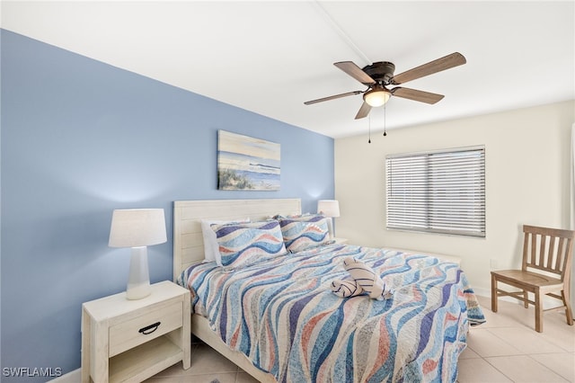 671 E Gulf Dr Unit 2C2, Sanibel, FL 33957 - bedroom featuring light tile patterned floors and a ceiling fan