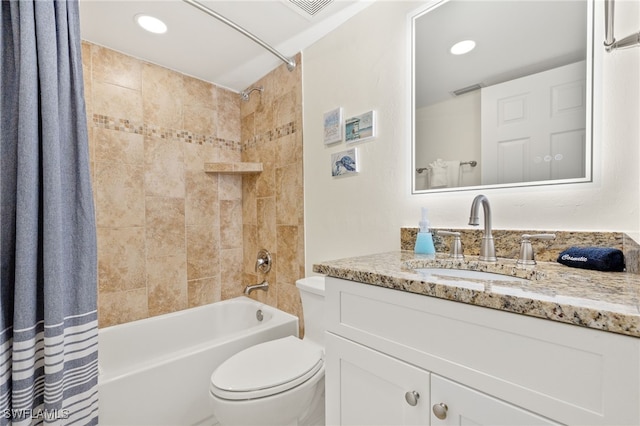 671 E Gulf Dr Unit 2C2, Sanibel, FL 33957 - full bath with vanity, recessed lighting, shower / bath combination with curtain, toilet, and visible vents