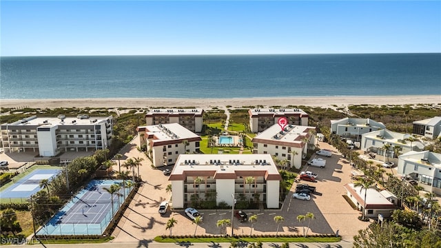 671 E Gulf Dr Unit 2C2, Sanibel, FL 33957 - bird's eye view featuring a water view and a beach view