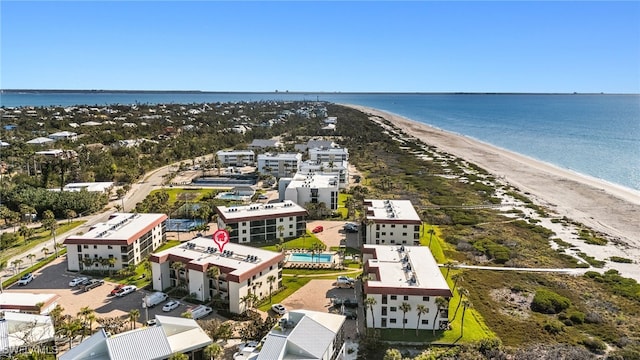 671 E Gulf Dr Unit 2C2, Sanibel, FL 33957 - bird's eye view with a water view and a beach view